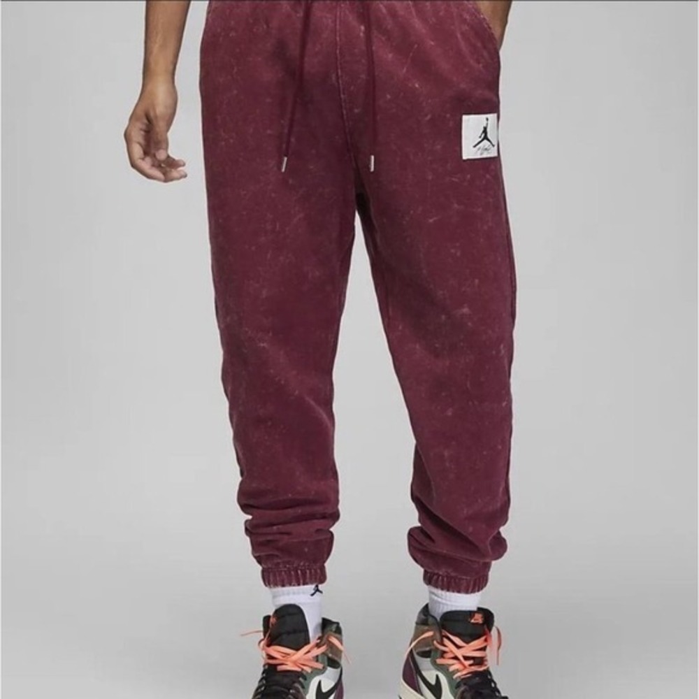 Jordan Flight Joggers‎ Mens Acid Wash Fleece Pants Burgundy DR3089-680 Large